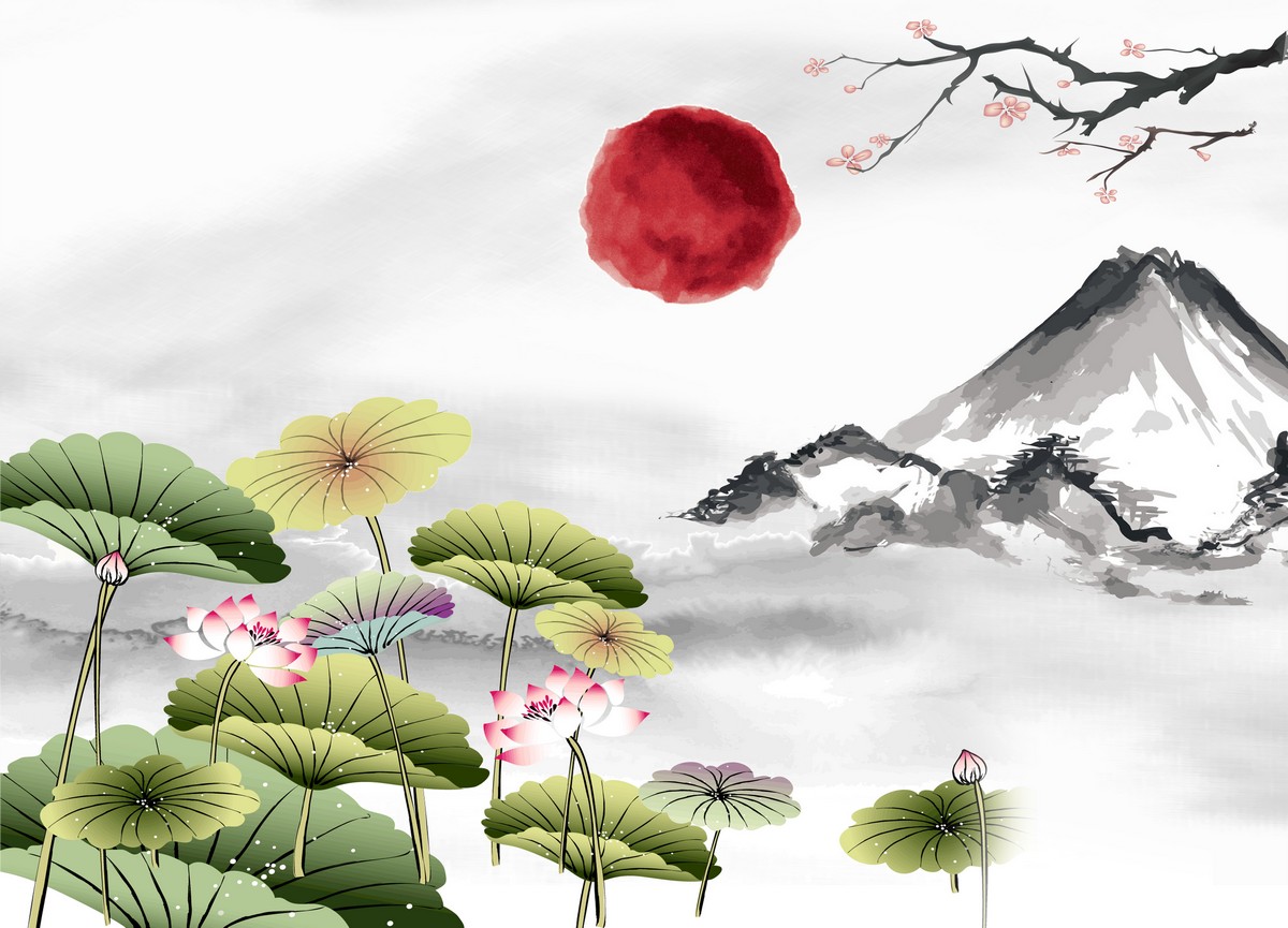 Фреска Красное солнце поднебесной